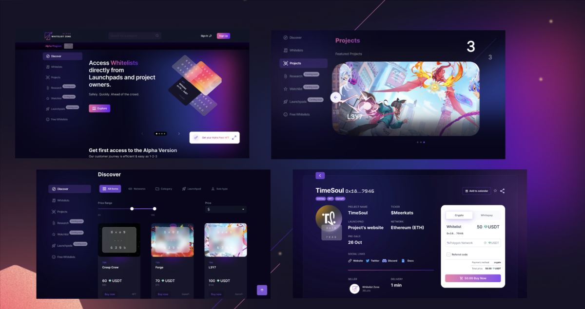 Users can discover new projects based on category, network, or sale type. Source: WhiteList Zone