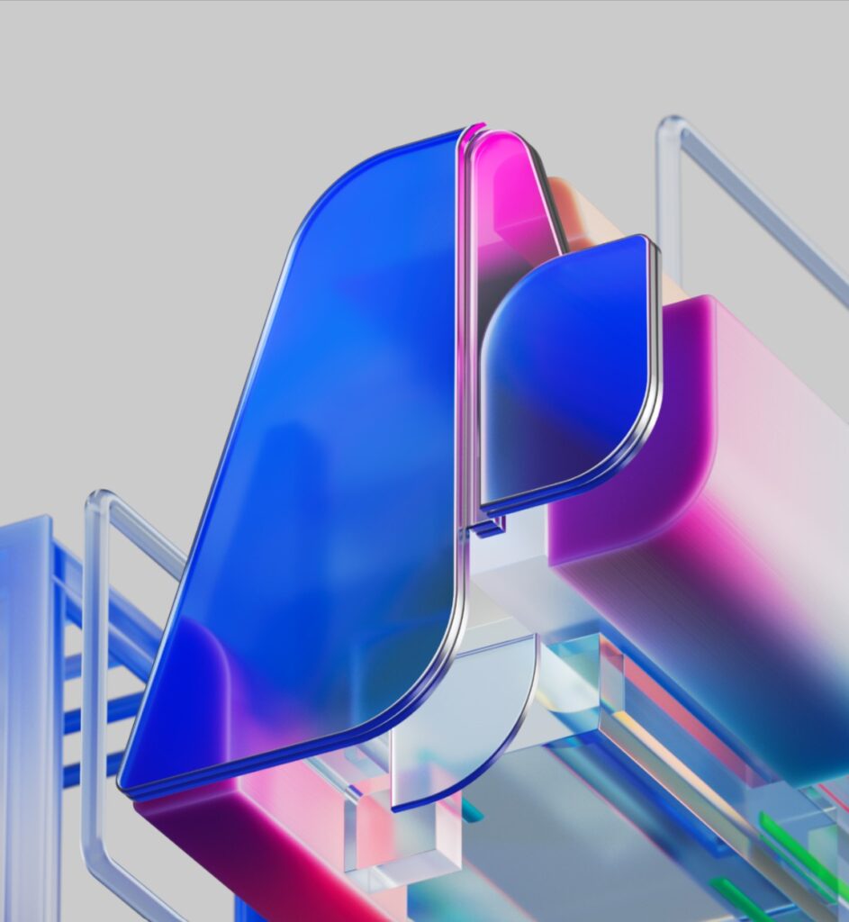A blue and pink glass