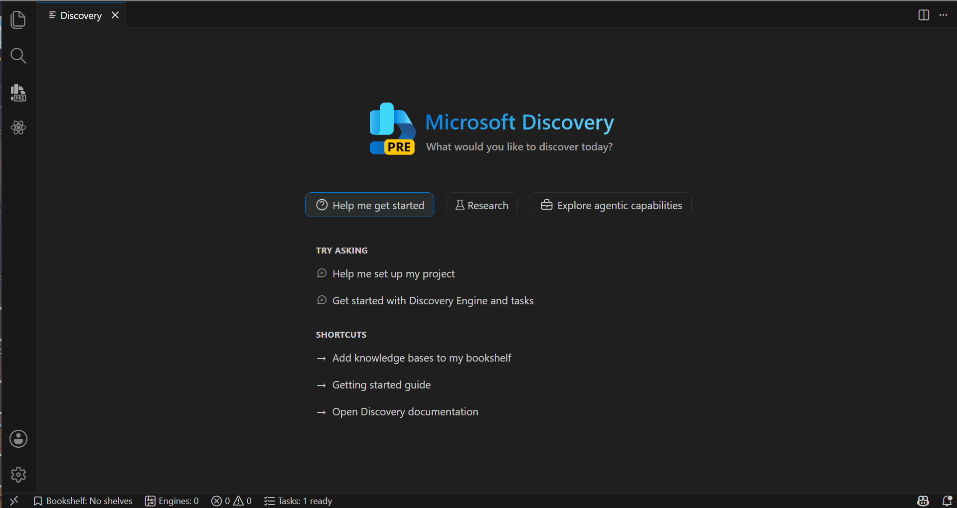 Figure 4: The Microsoft Discovery app welcome screen.